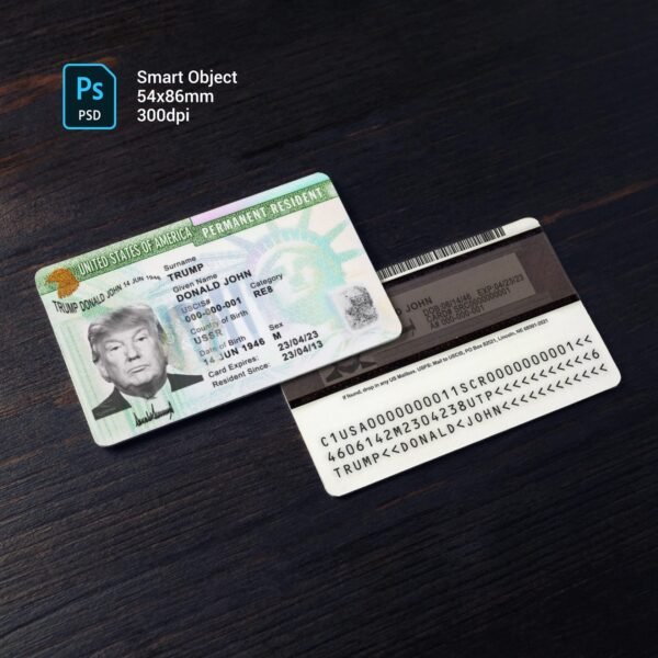 fake id USA Green Card 2010+ USA Green Card Photoshop Template High Quality Documents Templates