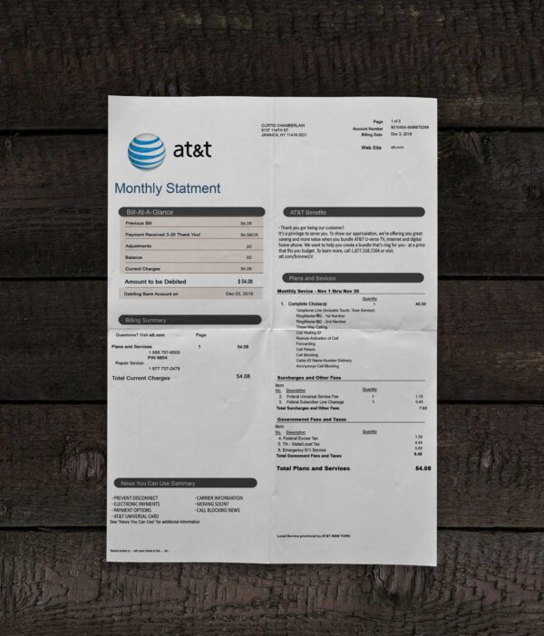 AT&T Bill Template