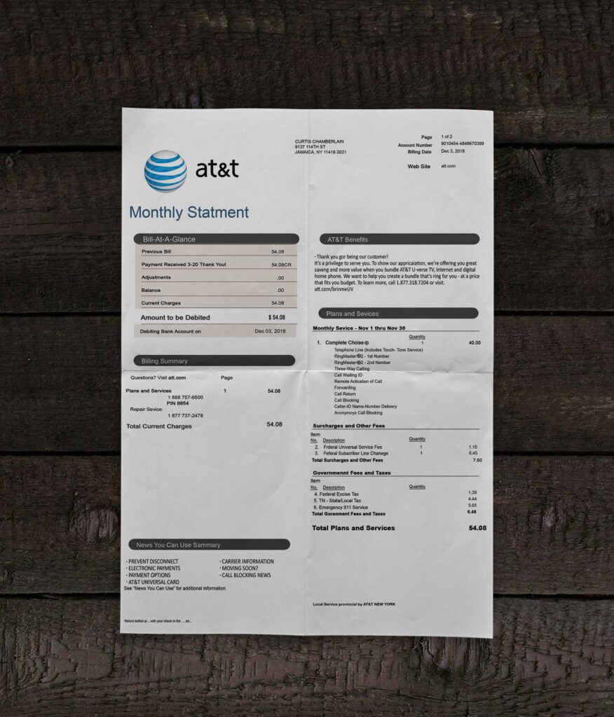 AT&T Bill Template
