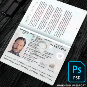 ARGENTINA PASSPORT PHOTOSHOP TEMPLATE FAKE ID, DL, PASSPORT PSD TEMPLATES - JohnWickTemplates.com High Quality Documents Templates