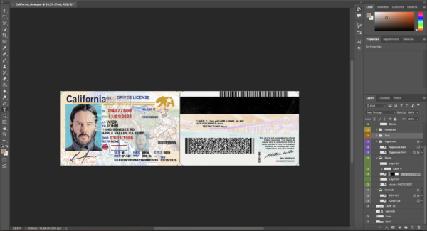 California Driver License Photoshop Template Scannable Editable New California DL Photoshop Template High Quality Documents Templates