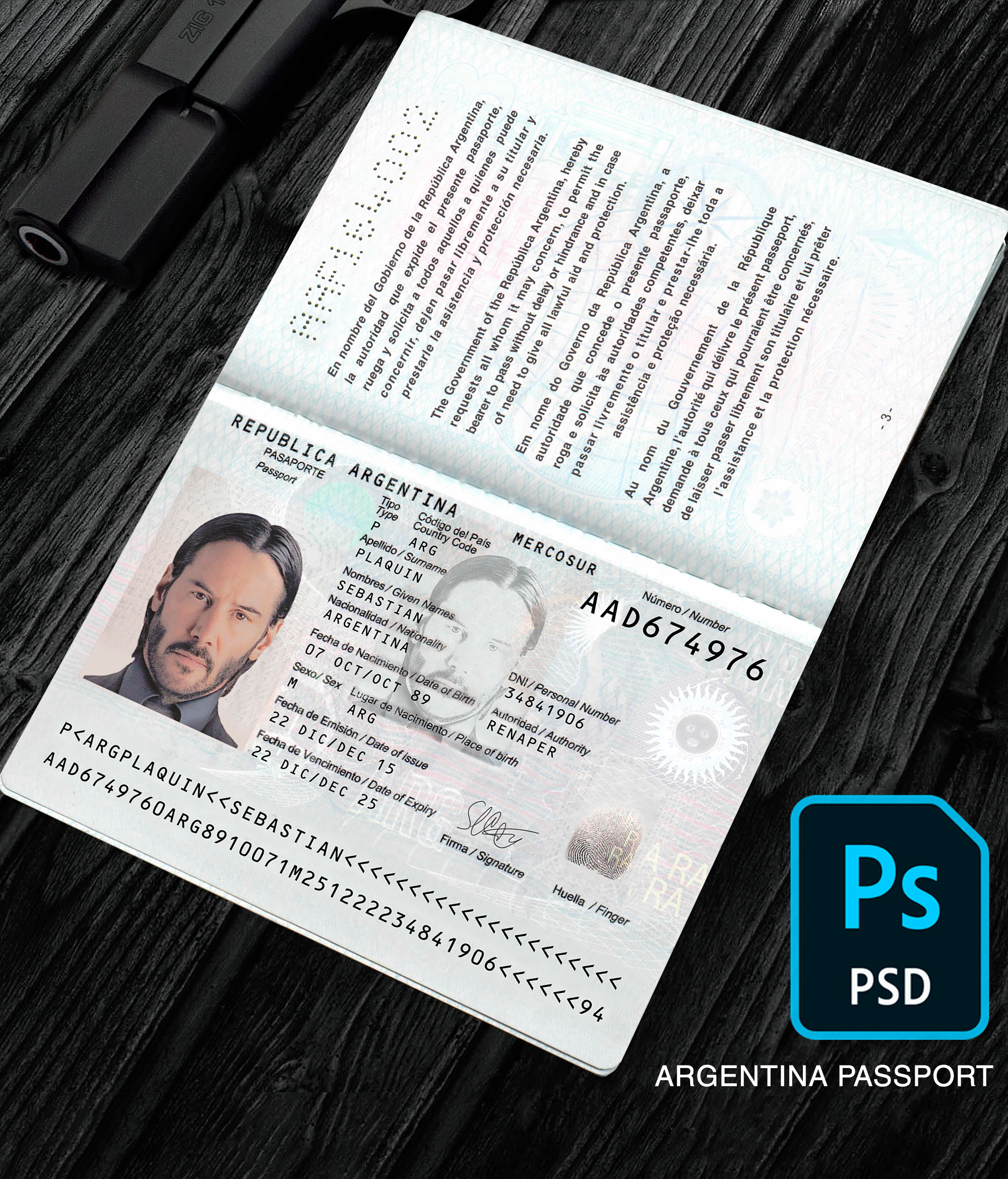 ARGENTINA PASSPORT PHOTOSHOP TEMPLATE