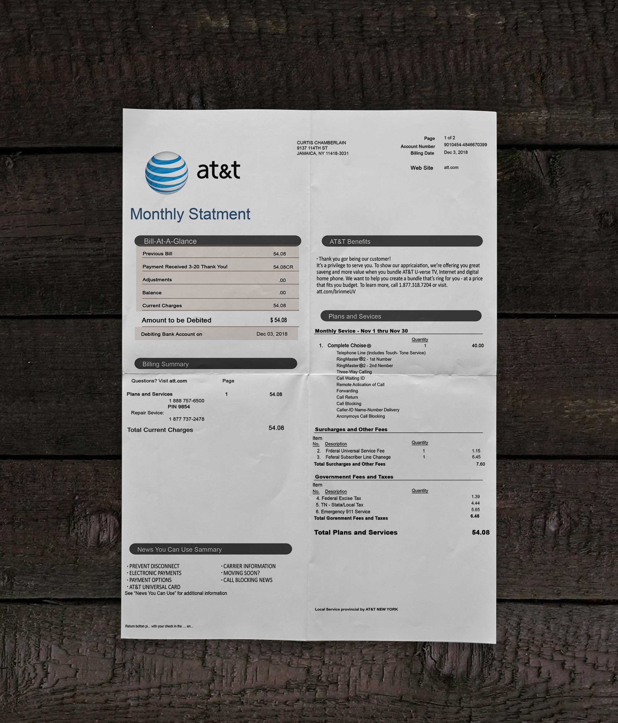 AT&T Bill Template
