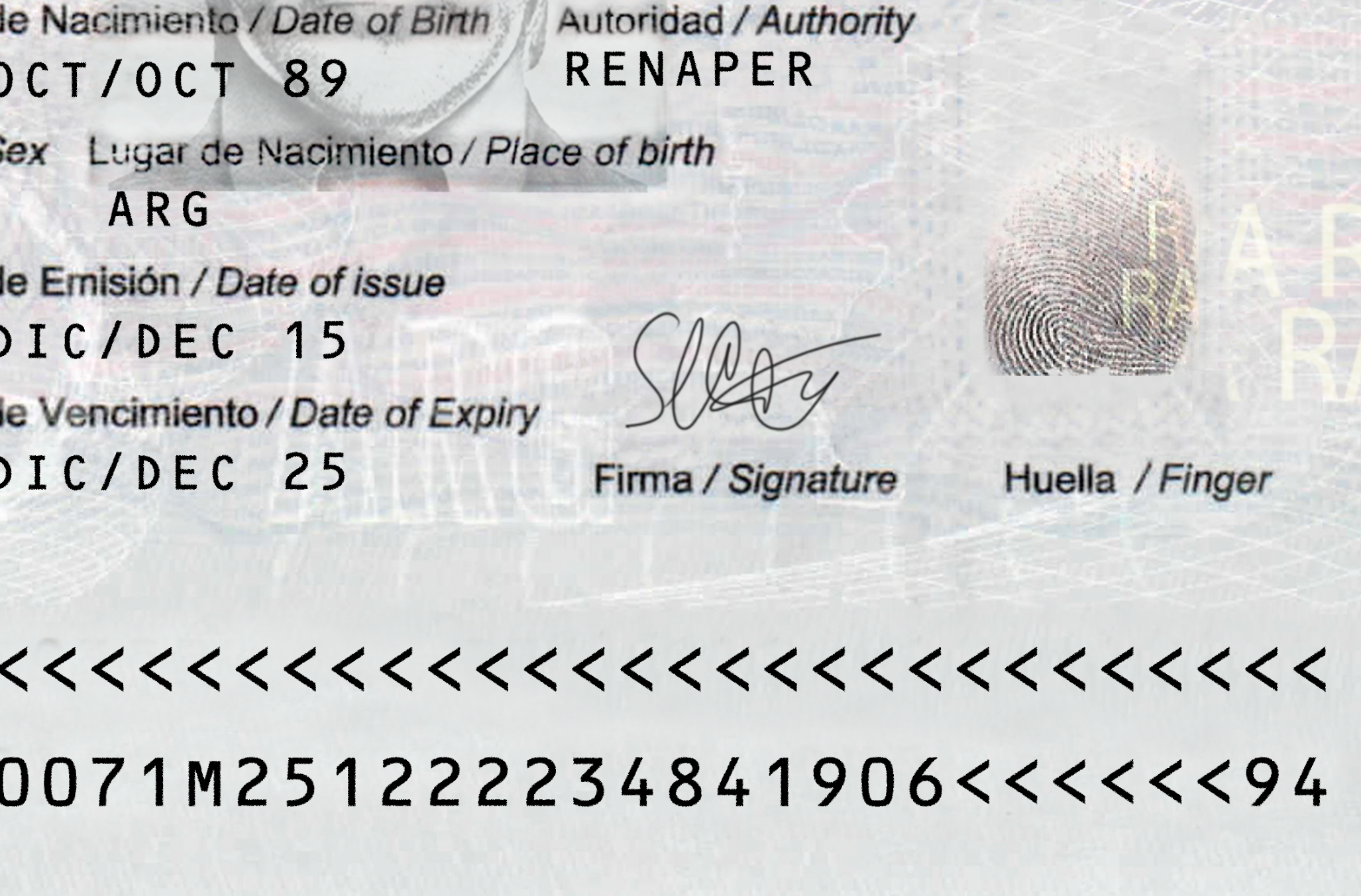 Pasport Argentina Template
