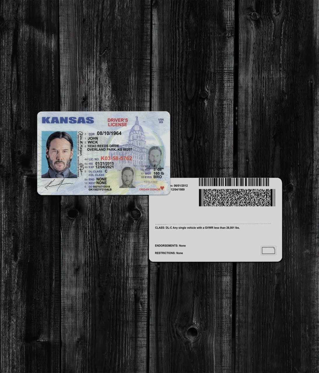 Kansas Driver License Photoshop Template