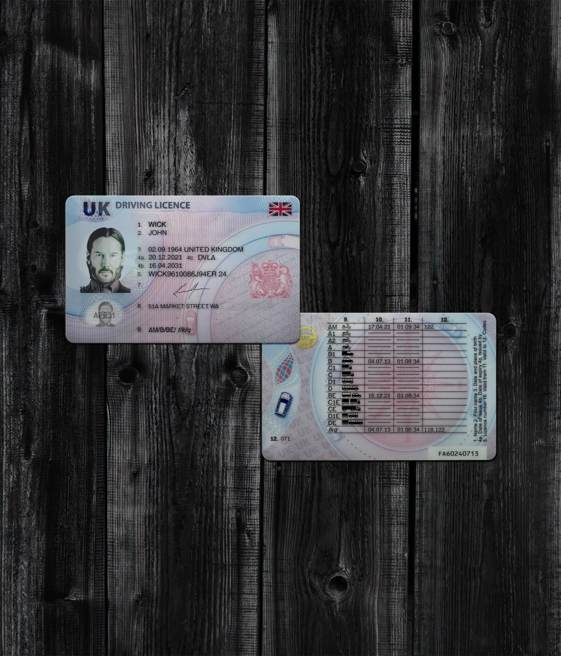 UK Driving License Template