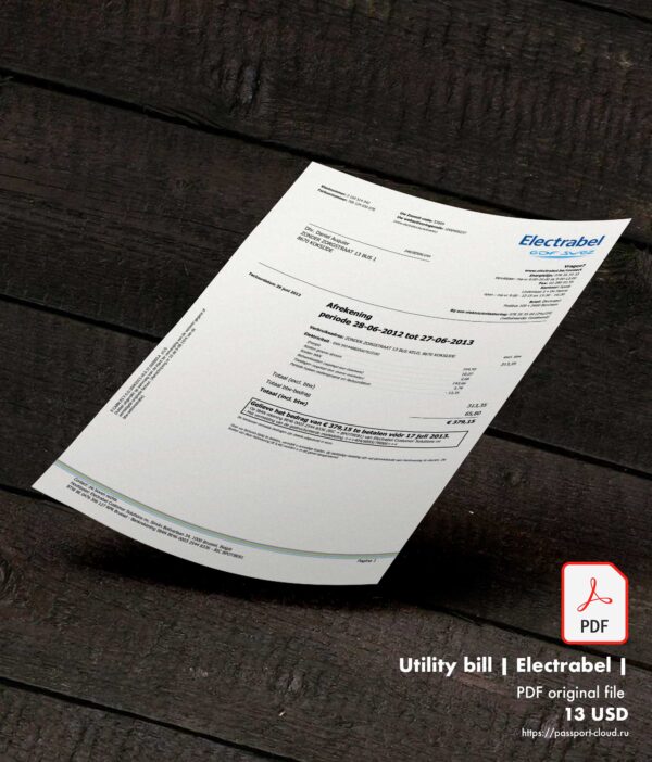 Electrabel Belgium Bill Template