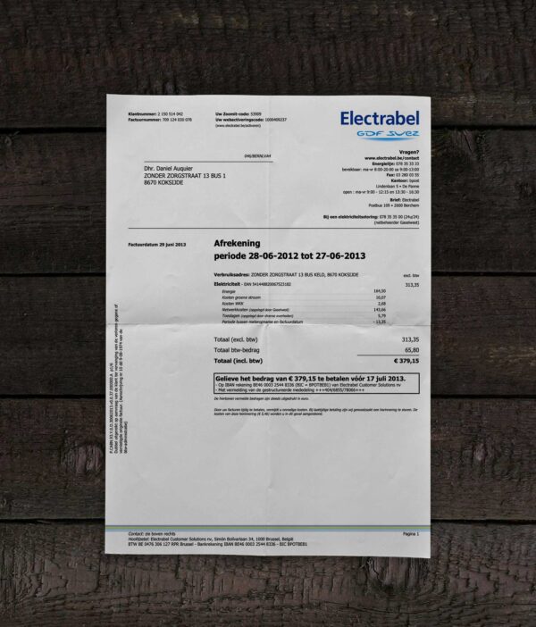Electrabel Belgium Bill Template