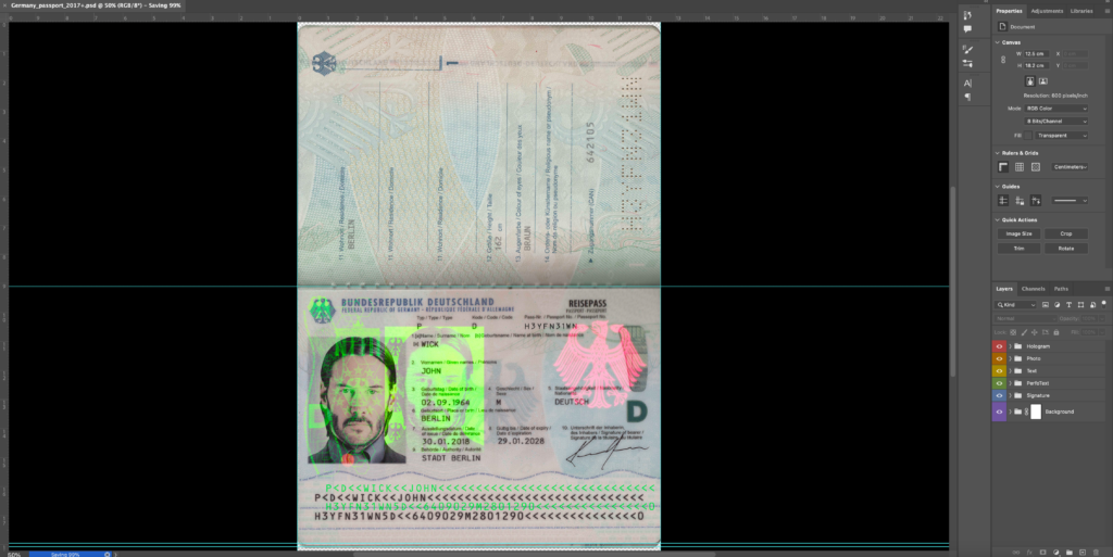 Germany Passport Template PSD