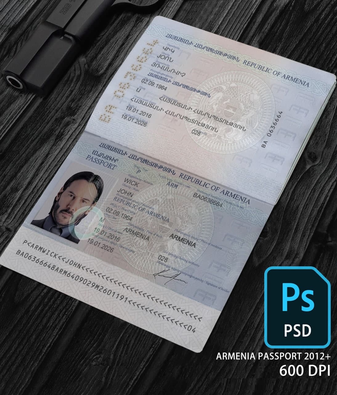 Editable Armenian Passport Template PSD Armenia Passport psd Template Photoshop