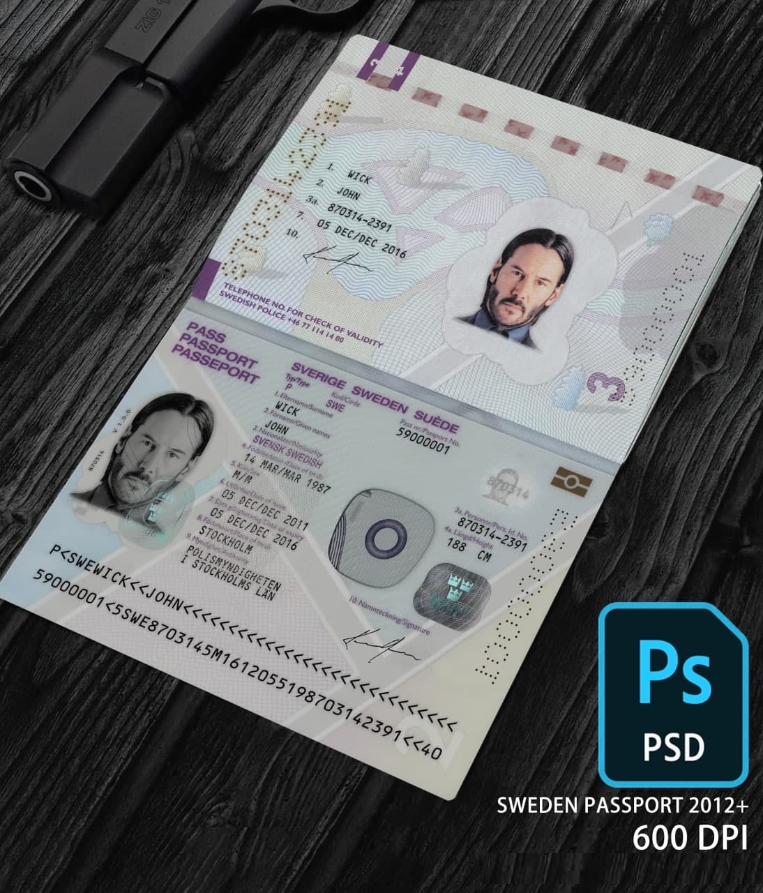 Sweden PASSPORT TEMPLATE PSD Sweden passport editable template, Swedish Passport Template Photoshop, Sweden Passport Template PSD, blank Sweden passport template