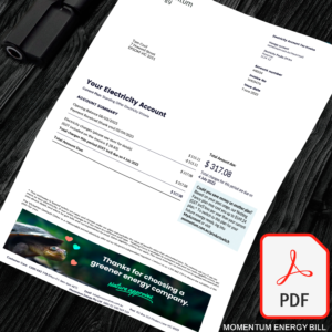 Momentum Energy Australia Utility Bill Template