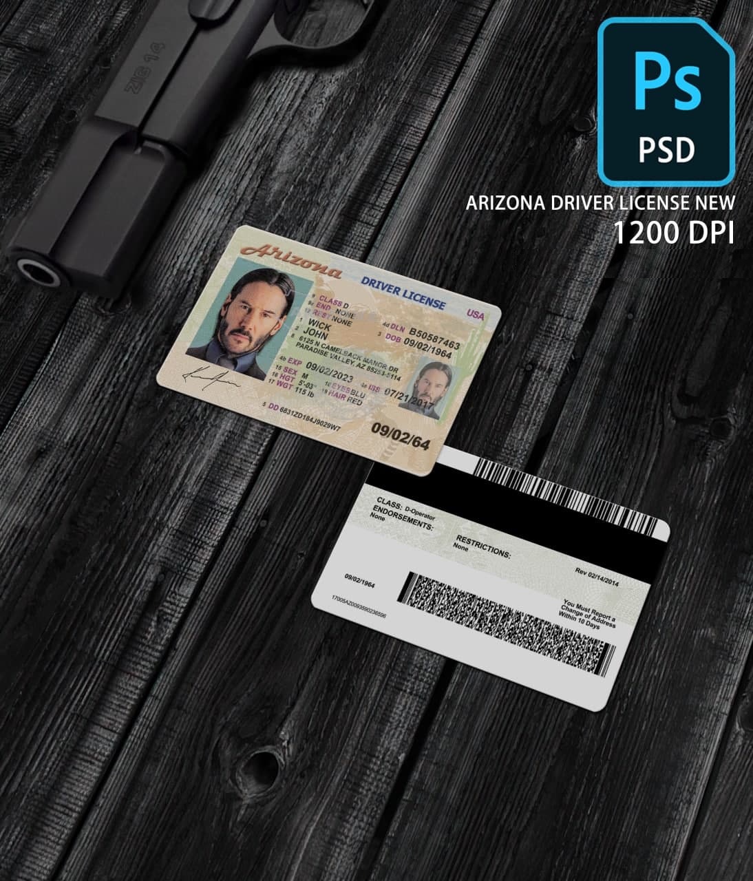 Arizona Driver License Template PSD