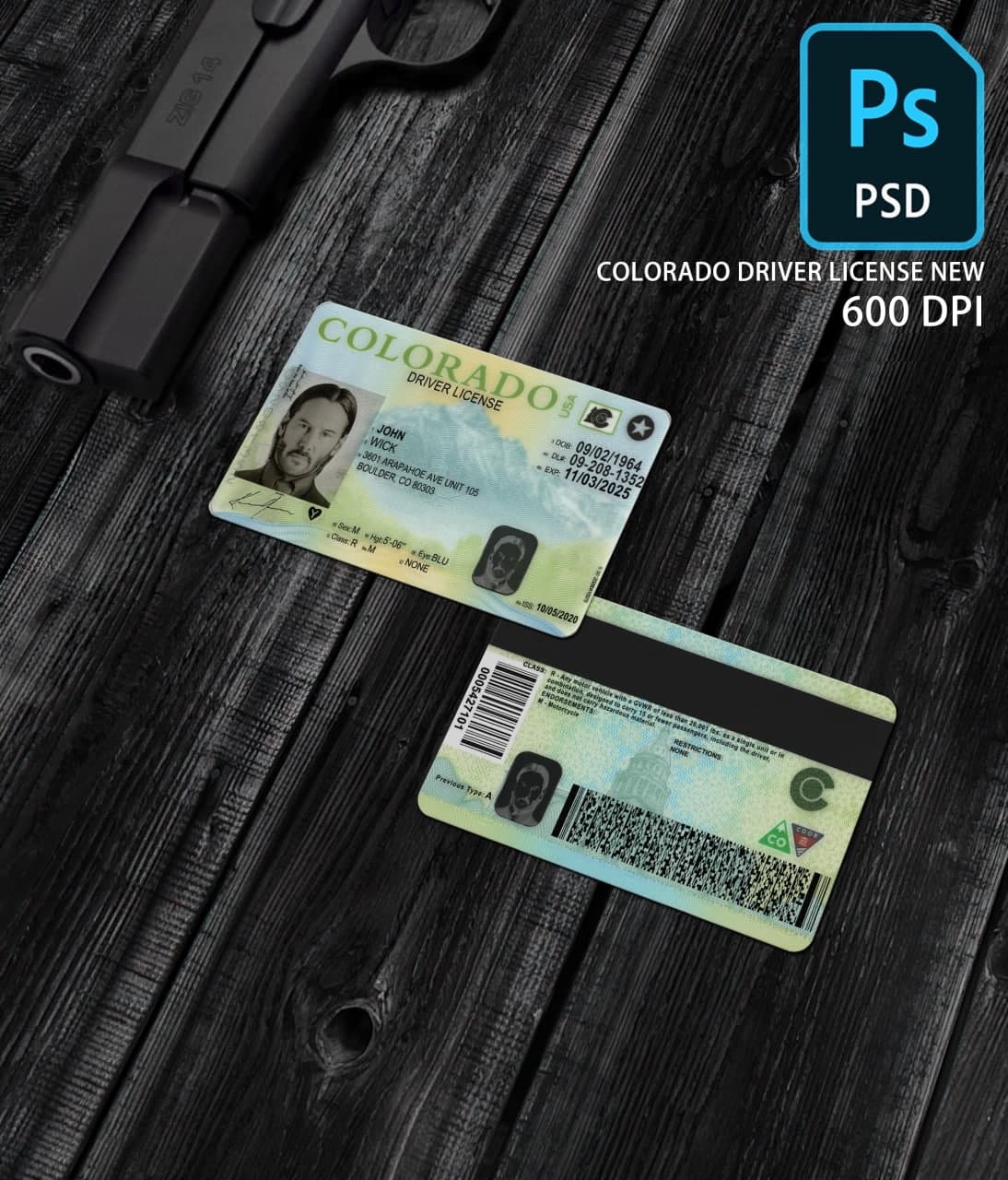 Colorado Driver License Template PSD NEW
