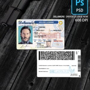 scannable editable Delaware Driver License Template PSD main image