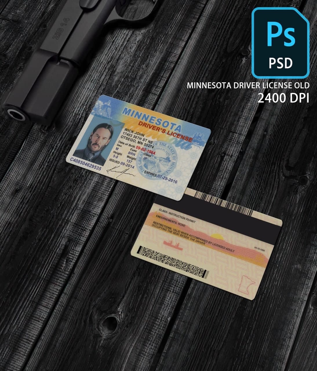 Minnesota Driver License Template PSD OLD