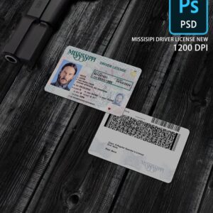 scannable editable missisipi Driver License Template PSD main image