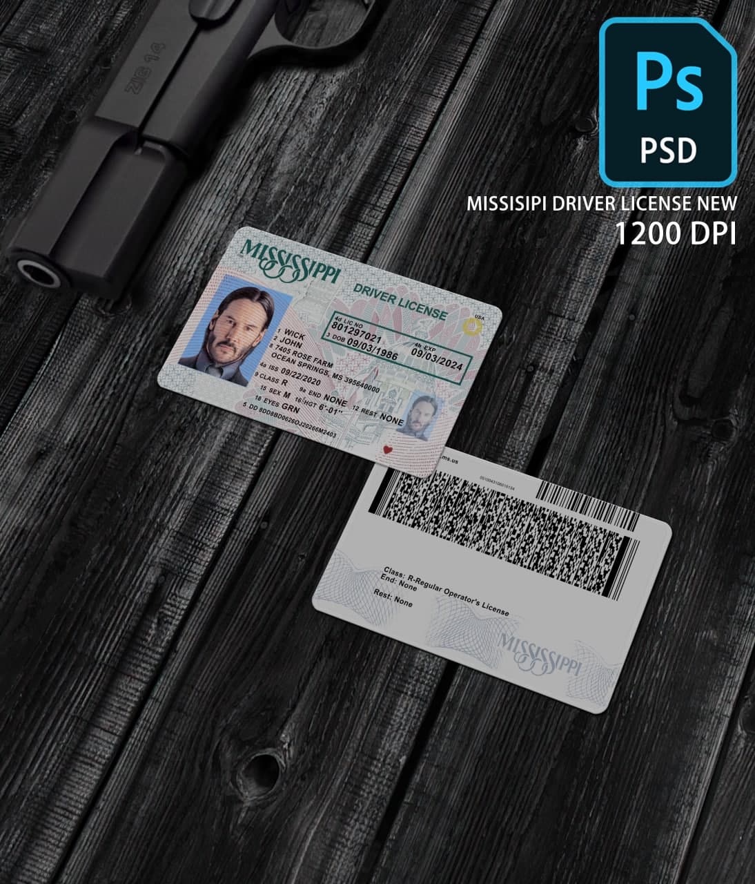 Missisipi Driver License Template PSD NEW