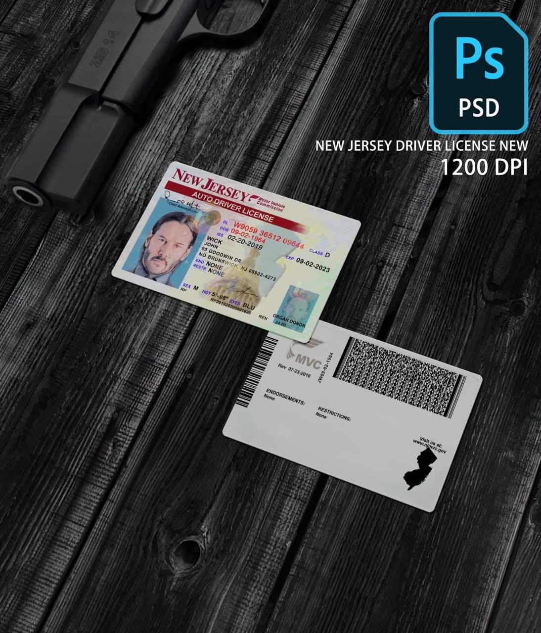 New Jersey Driver License Template PSD