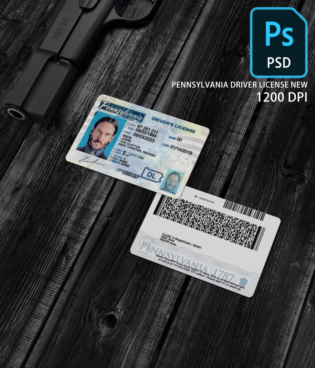 Pennsylvania Driver License Template PSD