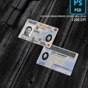 scannable editable Wisconsin Driver License Template PSD NEW main image