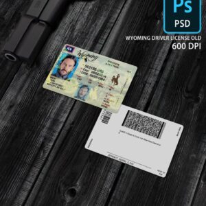 editable Wyoming Driver License Template PSD main photo for photoshop editing