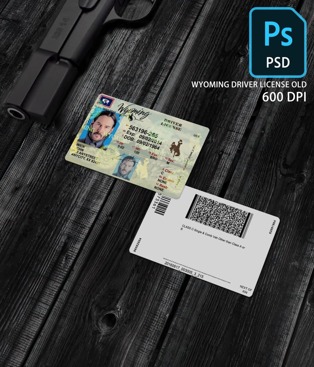 Wyoming Driver License Template PSD