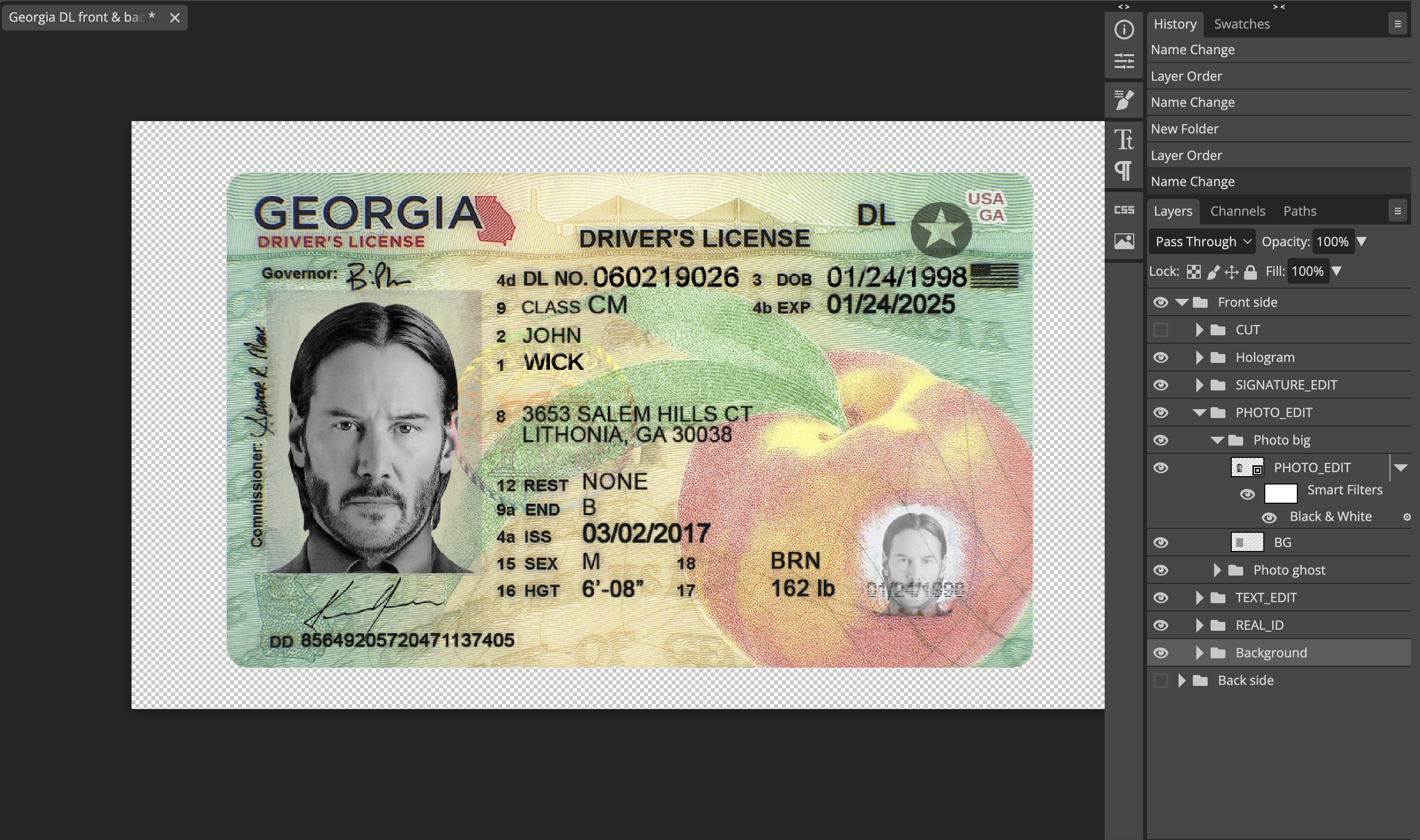 Georgia Driver License Template PSD - Image 2