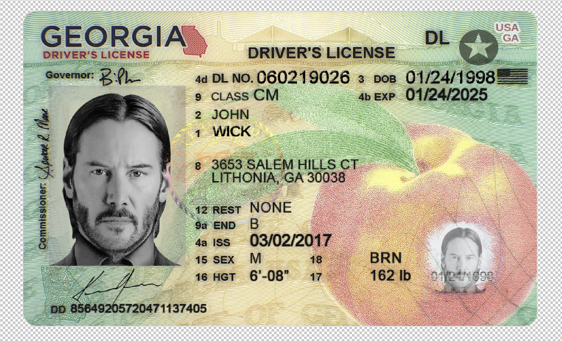 Georgia Driver License Template PSD