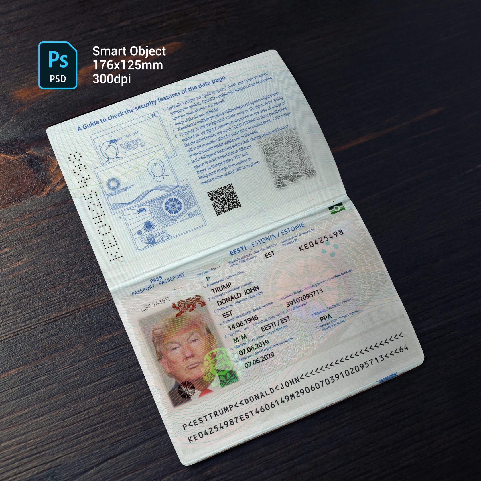 Estonia Passport Template PSD