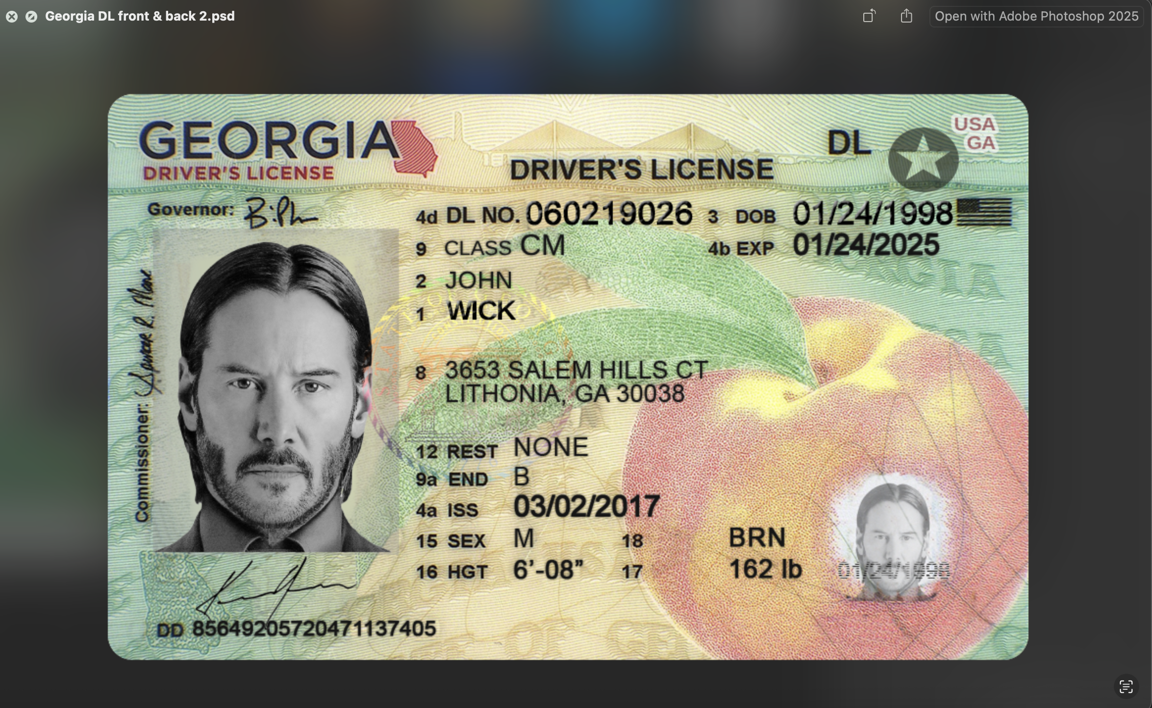 Georgia Driver License Template PSD - Image 4