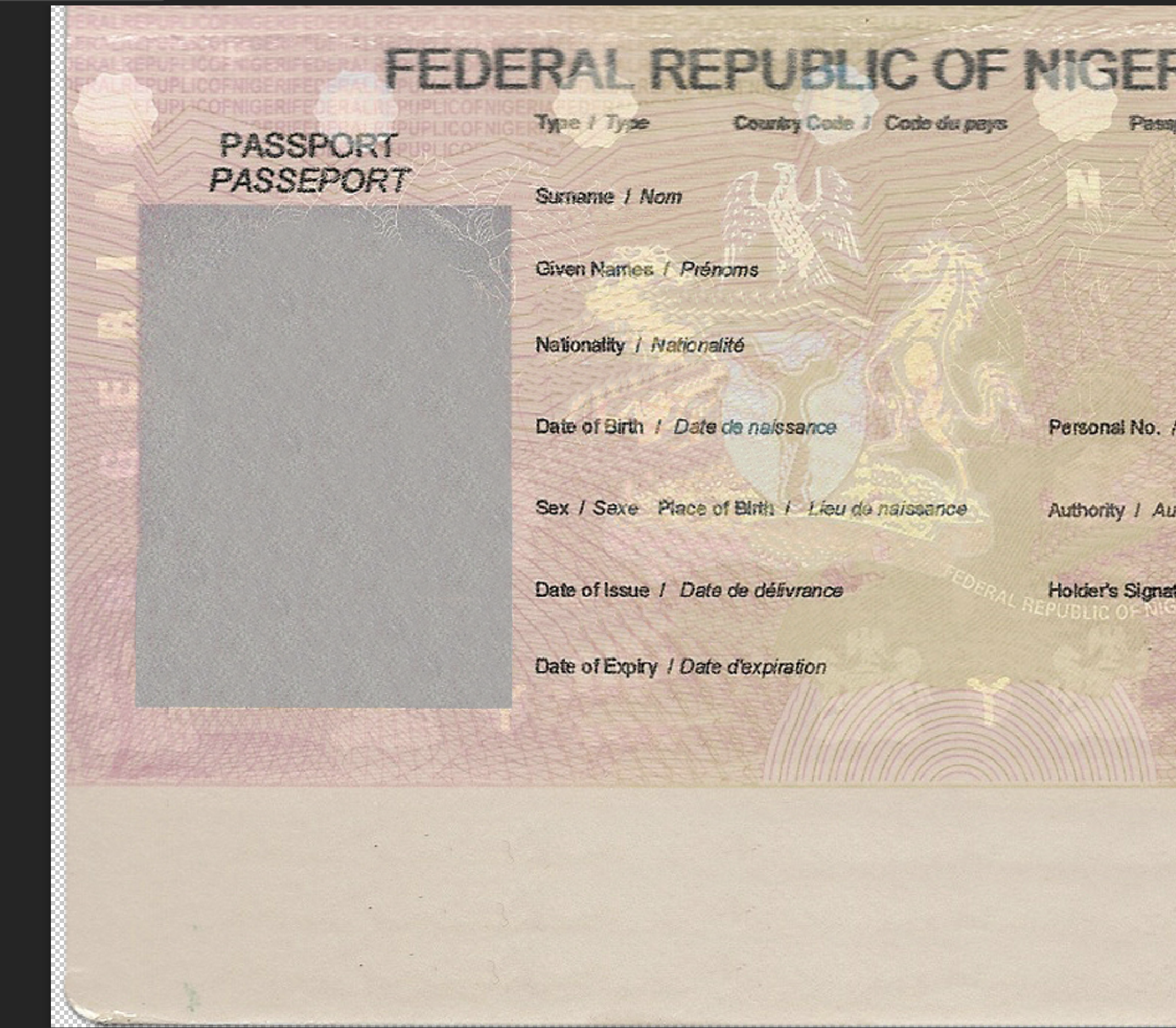 Nigeria Passport Template PSD - Image 4