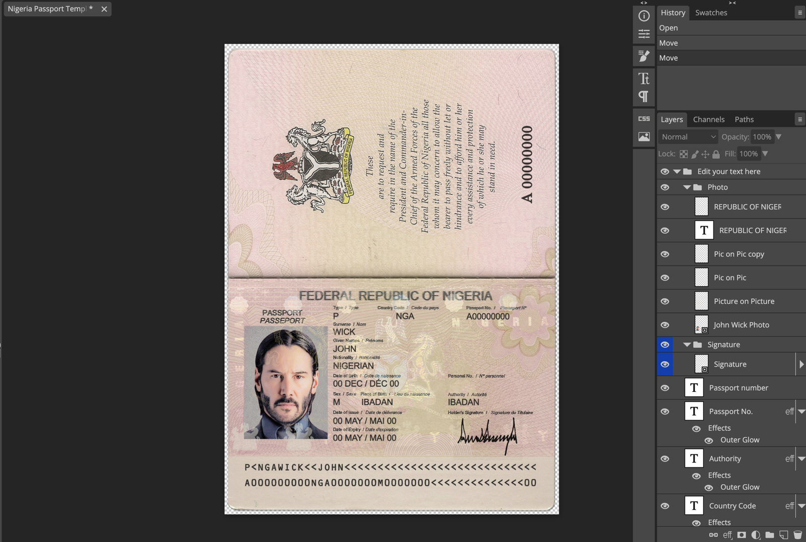 editable nigeria passport template main photo
