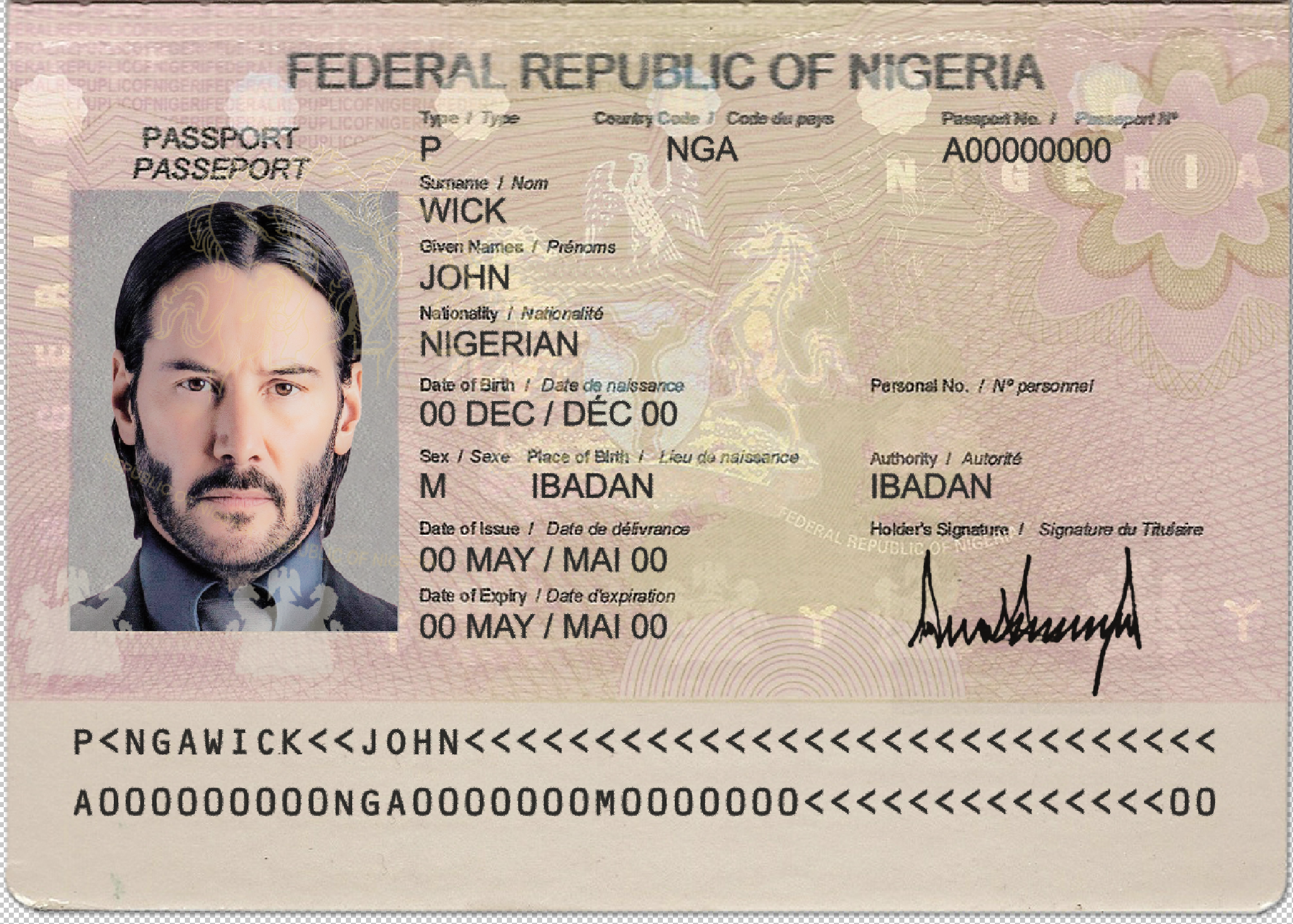 Nigeria Passport Template PSD