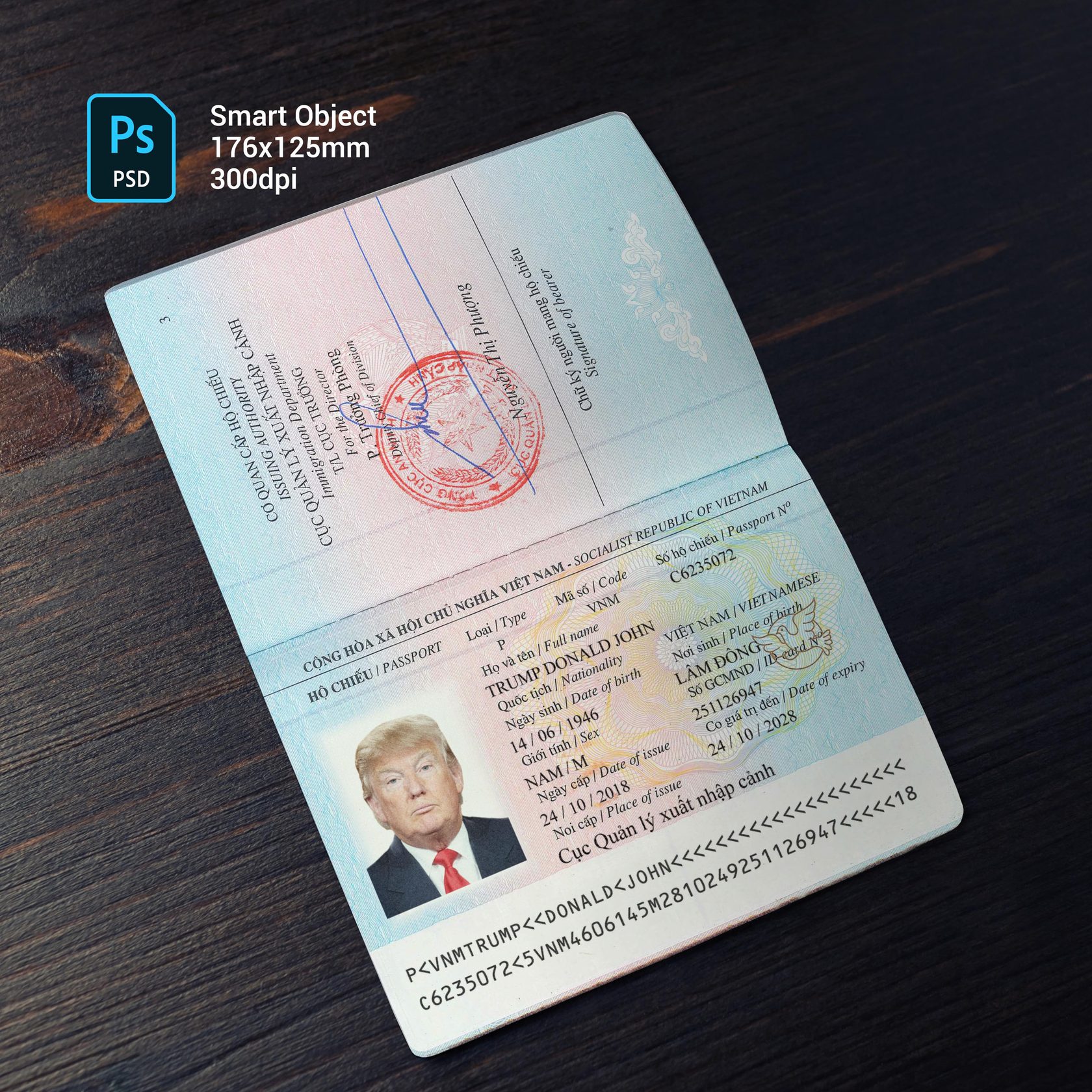 Vietnam Passport Template PSD