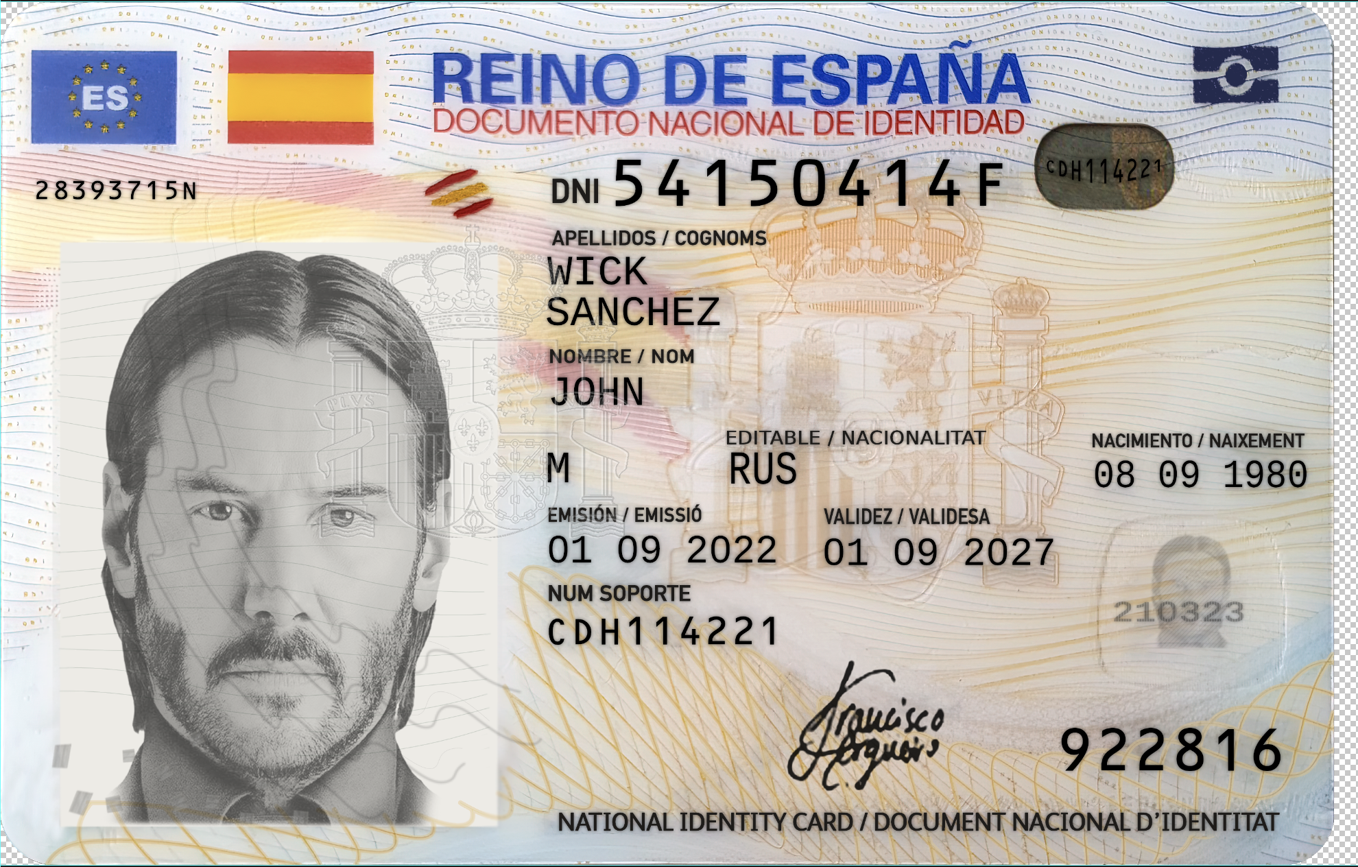 Spain ID Card NEW Template PSD