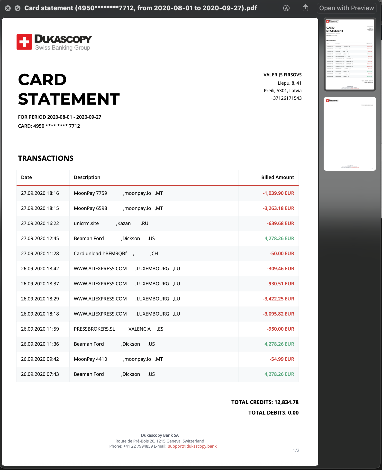 DukasCopy Statement Template