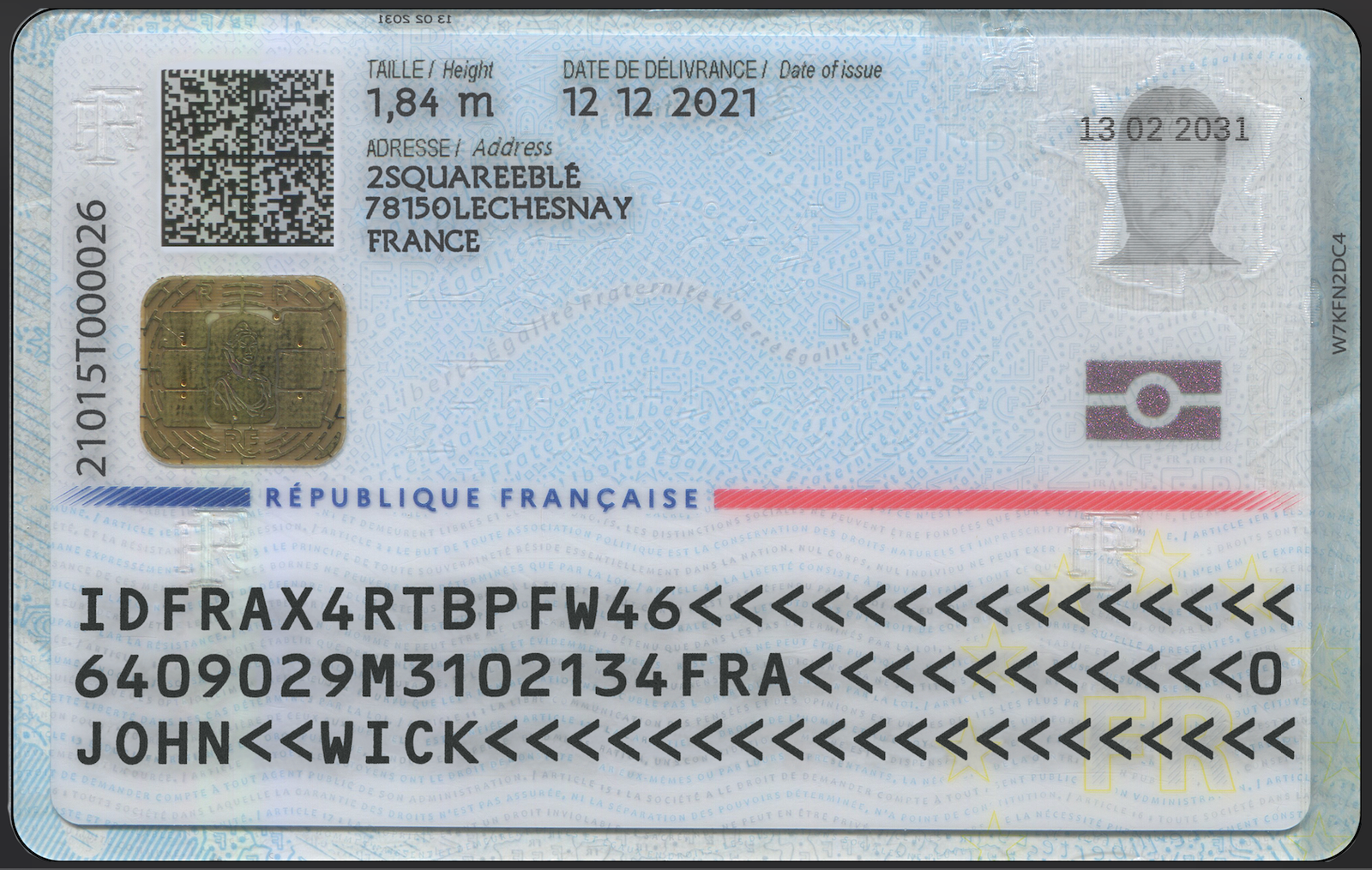 France ID Template Psd New Card 2021 backside
