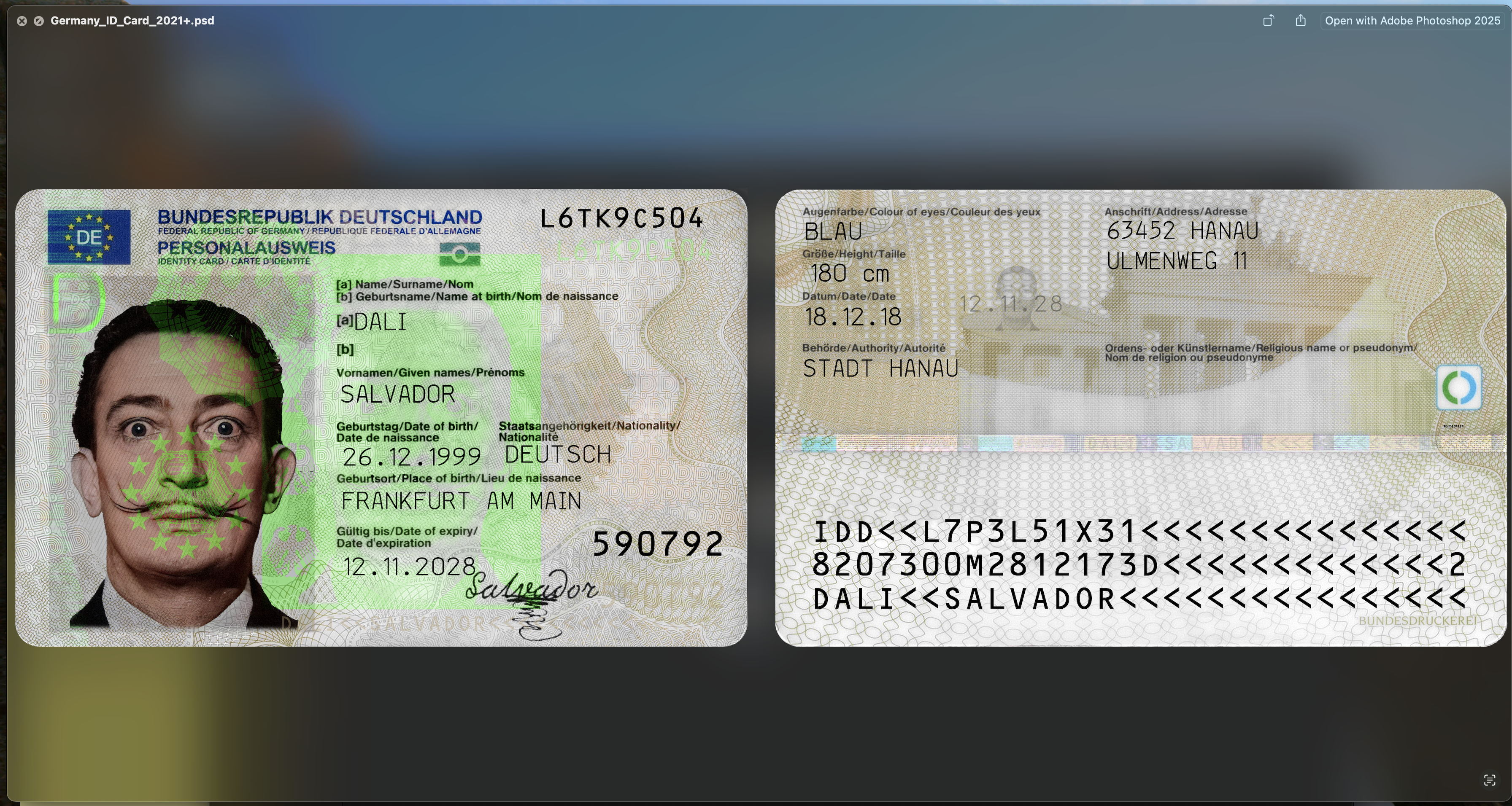 Germany ID Template PSD