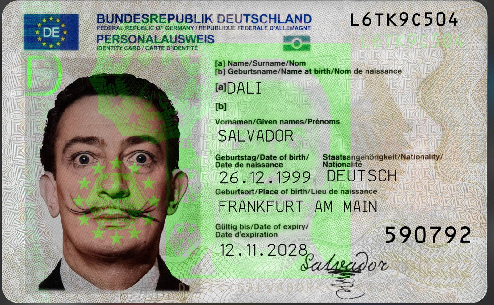 Germany ID Template Psd Card frontside for photoshop