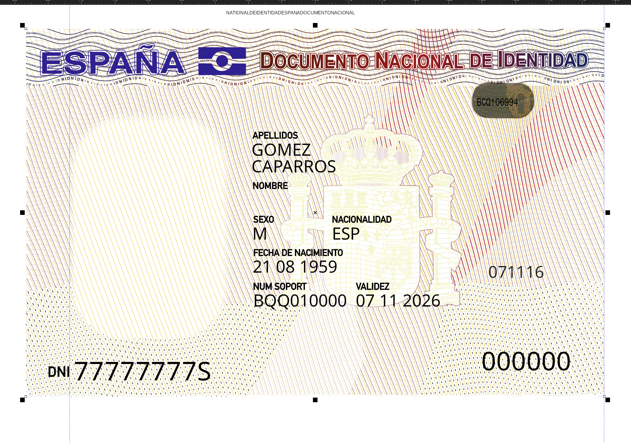 SPAIN ID DNI VECTOR CDR TEMPLATE