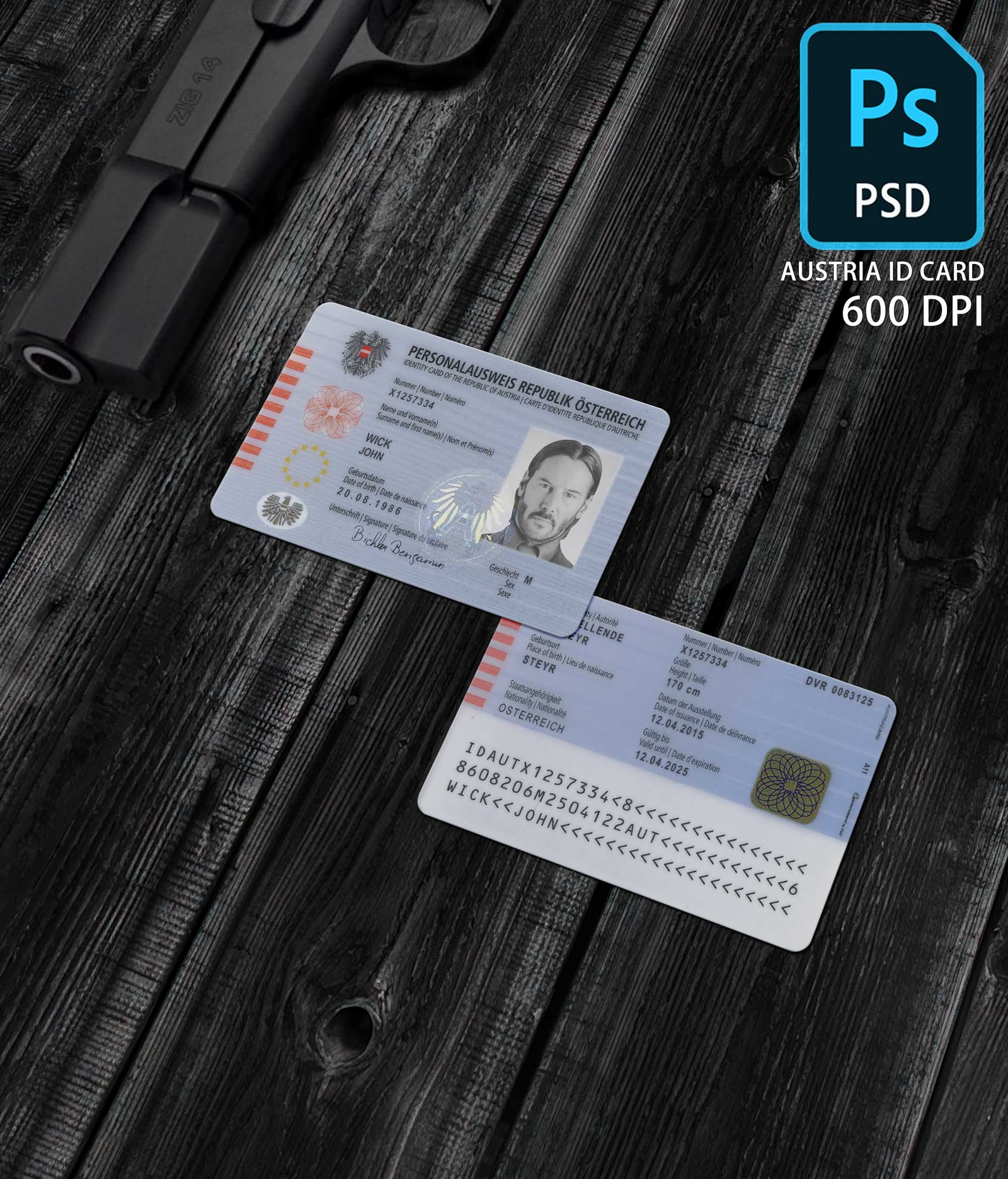 Austria ID Template PSD