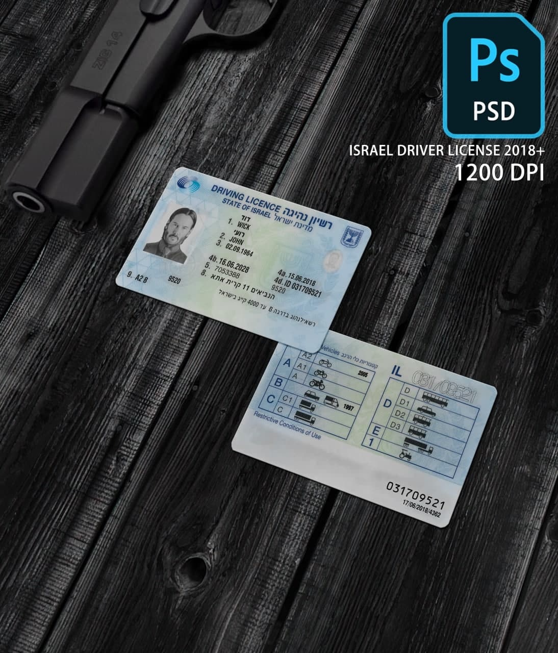 Israel Driver License Template PSD New